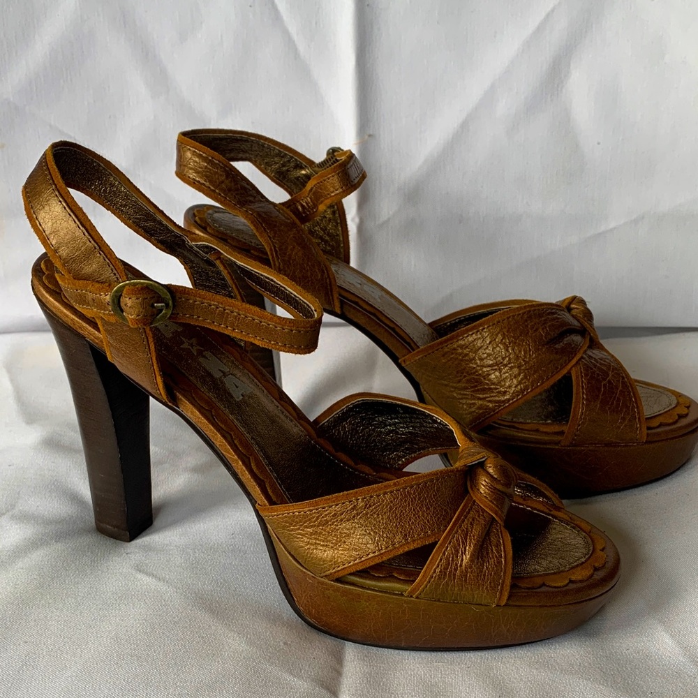 Elegant Brown Leather Women's Heels